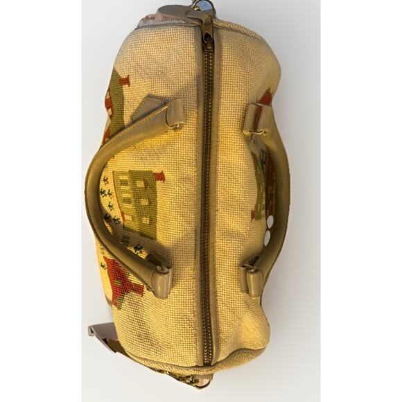 Vtg Elizabeth Turner Cross Stitch Needlepoint House Village Tapestry Purse Bag - Picture 6 of 10